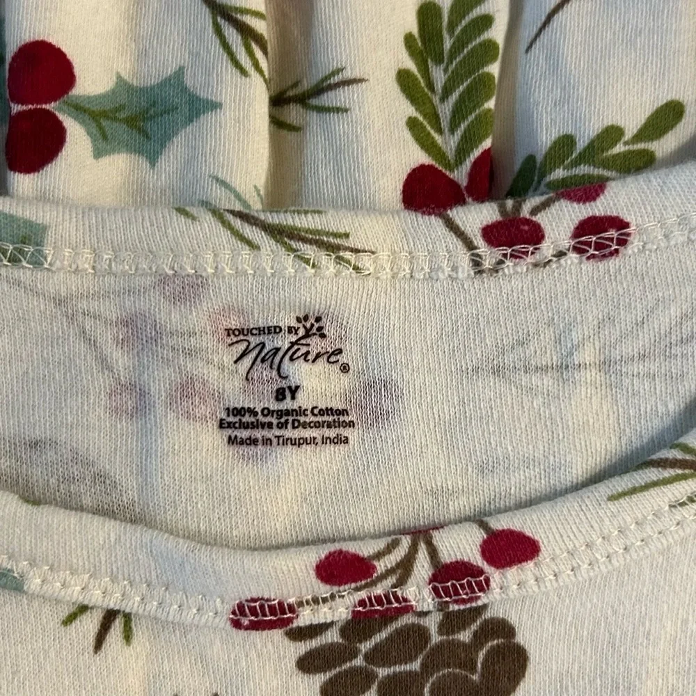 TOUCHED BY NATURE Organic Cotton Dress in Festive Winterberry & Pinecones Print
